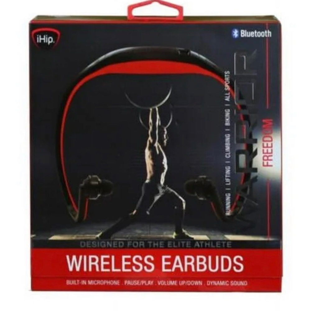 Warrior Freedom Wireless Bluetooth Athletic Wrap Earbuds Black/Red running sport